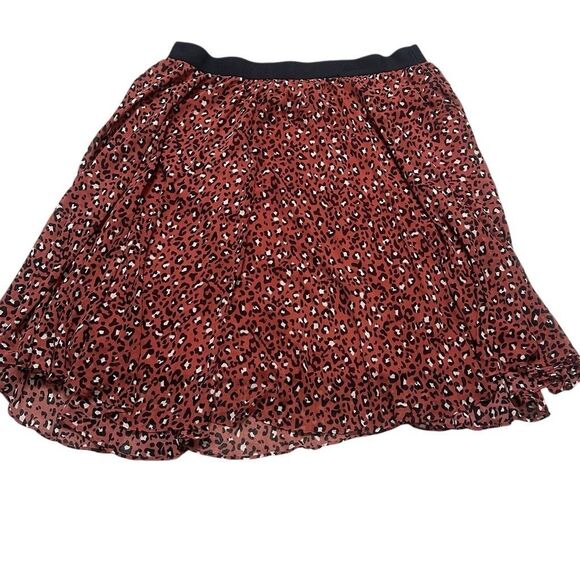 EVRI Women's Rust Brown Animal Print Pleated Midi Skirt Size 22W - Picture 1 of 6